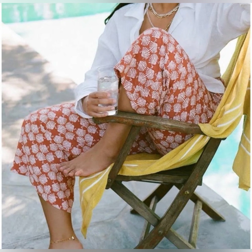 Maeve by Anthropologie Saria Wide Leg Smocked Waist Pants- Sea Shell - Picture 2 of 6